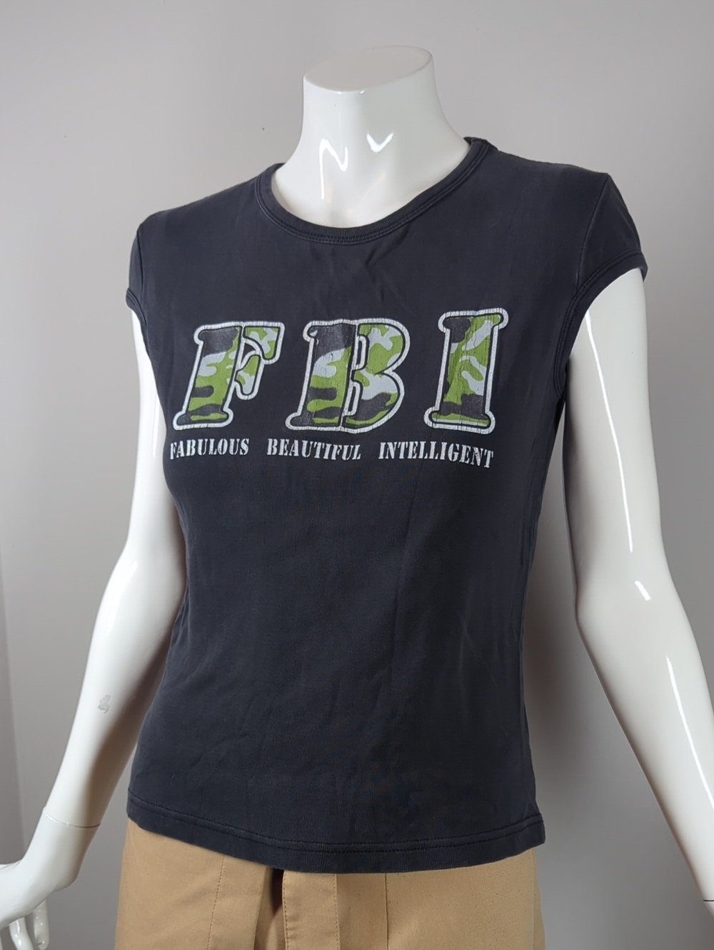 Vintage Choppers FBI Graphic Tee - Fabulous Beautiful Intelligent - Black M